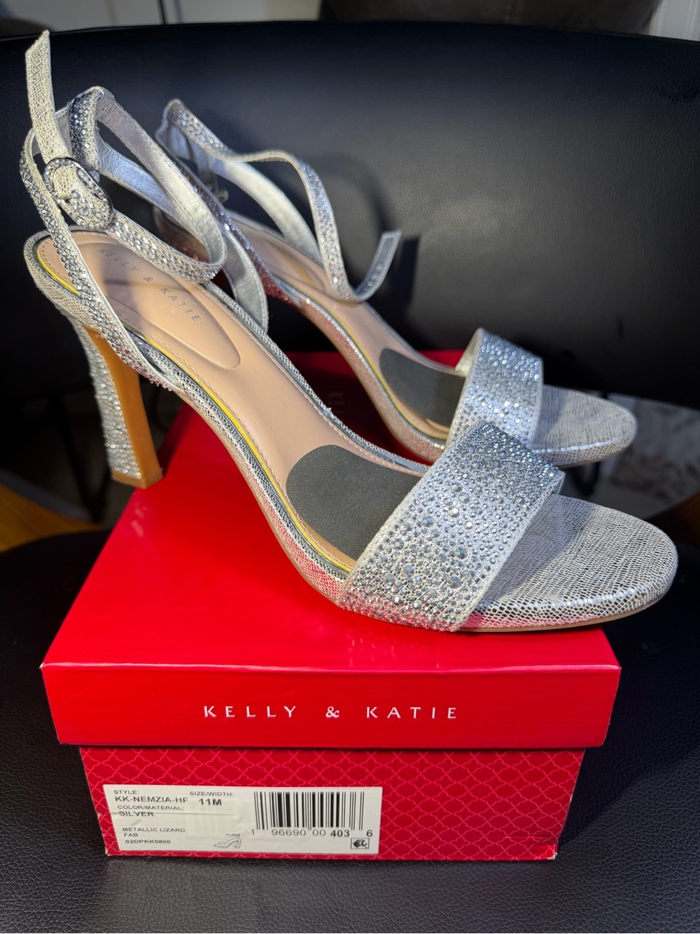 Kelly & Katie Nemzia  High Heels Sandals Silver Metallic Sz 11 M Box